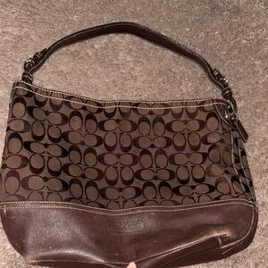 Coach Dark Brown Signature Shoulder Bag